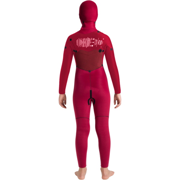 2026 C-Skins Junior Nuwave Session 5/4mm Hooded Wetsuit CSE54JH - Meteor / Forest Green / Red